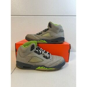 Jordan 5 Retro Green Bean Silver Grey Sneakers DQ3734-003 Kids Size 7Y #2147